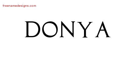 Donya Regal Victorian Name Tattoo Designs