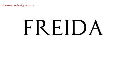 Freida Regal Victorian Name Tattoo Designs