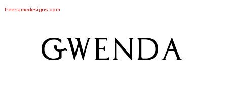 Gwenda Regal Victorian Name Tattoo Designs