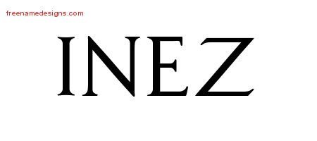 Inez Regal Victorian Name Tattoo Designs