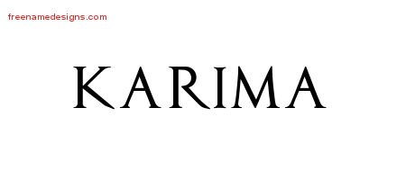 Karima Regal Victorian Name Tattoo Designs