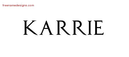 Karrie Regal Victorian Name Tattoo Designs