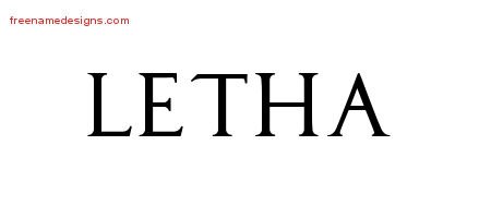 Letha Regal Victorian Name Tattoo Designs