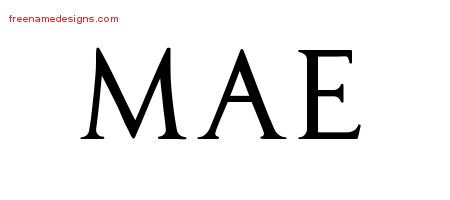 Mae Regal Victorian Name Tattoo Designs