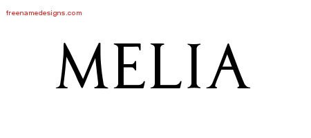 Melia Regal Victorian Name Tattoo Designs