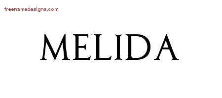 Melida Regal Victorian Name Tattoo Designs