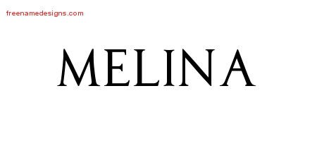 Melina Regal Victorian Name Tattoo Designs