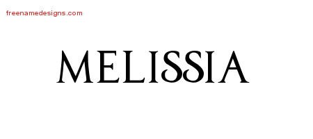 Melissia Regal Victorian Name Tattoo Designs