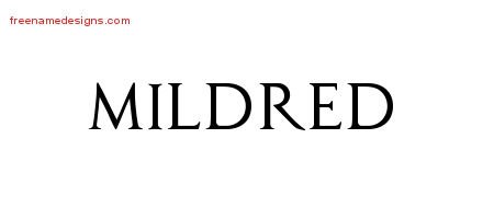 Mildred Regal Victorian Name Tattoo Designs