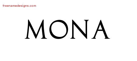 Mona Regal Victorian Name Tattoo Designs