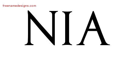 Nia Regal Victorian Name Tattoo Designs