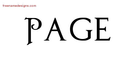 Page Regal Victorian Name Tattoo Designs
