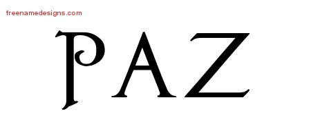 Paz Regal Victorian Name Tattoo Designs