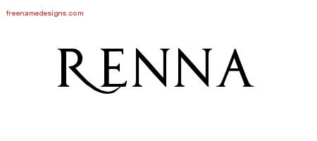 Renna Regal Victorian Name Tattoo Designs
