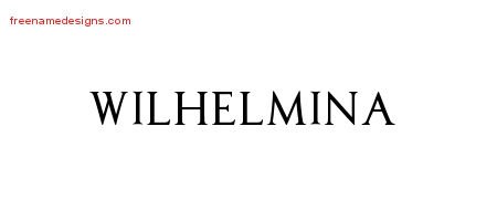 Wilhelmina Regal Victorian Name Tattoo Designs