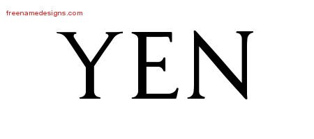 Yen Regal Victorian Name Tattoo Designs