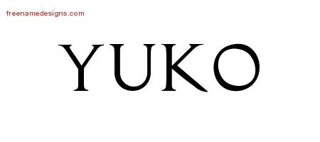 Yuko Regal Victorian Name Tattoo Designs