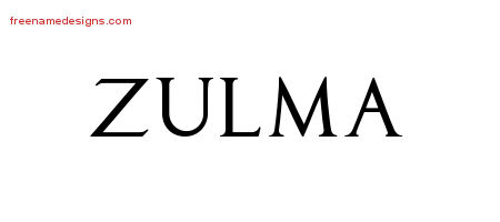 Zulma Regal Victorian Name Tattoo Designs