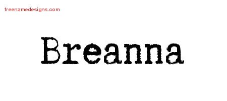 Breanna Typewriter Name Tattoo Designs