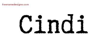 Cindi Typewriter Name Tattoo Designs
