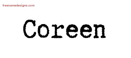 Coreen Typewriter Name Tattoo Designs