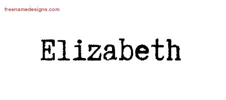 Elizabeth Typewriter Name Tattoo Designs
