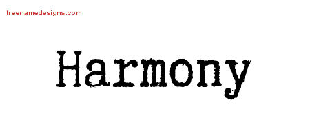 Harmony Typewriter Name Tattoo Designs