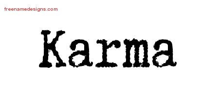 Karma Typewriter Name Tattoo Designs