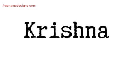 Krishna Typewriter Name Tattoo Designs