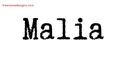 Malia Typewriter Name Tattoo Designs