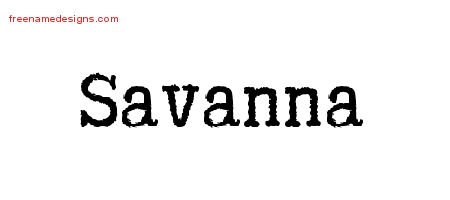 Savanna Typewriter Name Tattoo Designs