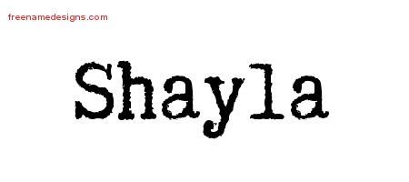 Shayla Typewriter Name Tattoo Designs
