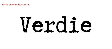 Verdie Typewriter Name Tattoo Designs