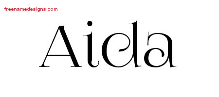 Aida Vintage Name Tattoo Designs