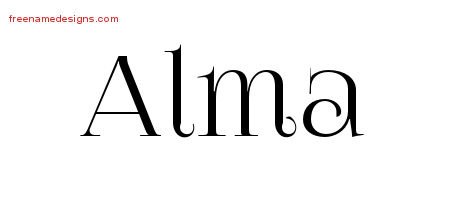 Alma Vintage Name Tattoo Designs