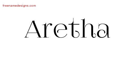 Aretha Vintage Name Tattoo Designs