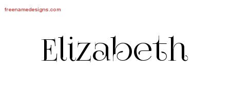 Elizabeth Vintage Name Tattoo Designs