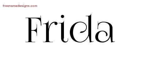Frida Vintage Name Tattoo Designs