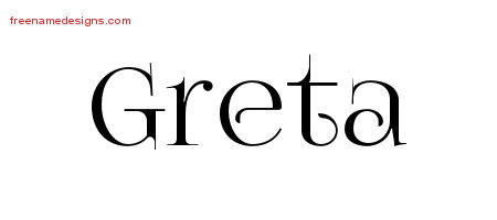 Greta Vintage Name Tattoo Designs