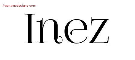 Inez Vintage Name Tattoo Designs