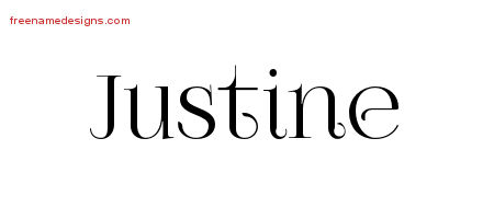 Justine Vintage Name Tattoo Designs