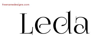 Leda Vintage Name Tattoo Designs