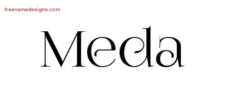 Meda Vintage Name Tattoo Designs