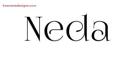Neda Vintage Name Tattoo Designs