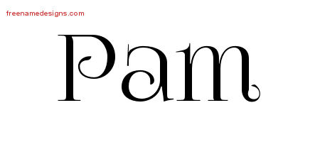 Pam Vintage Name Tattoo Designs