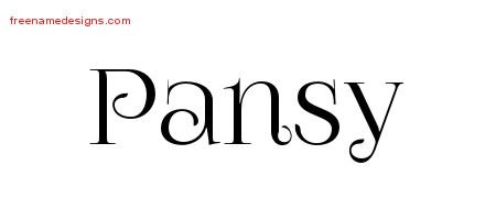 Pansy Vintage Name Tattoo Designs