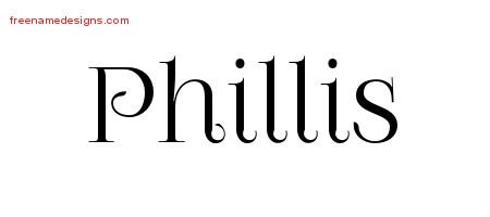 Phillis Vintage Name Tattoo Designs