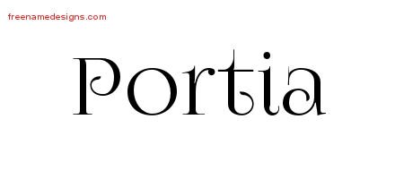 Portia Vintage Name Tattoo Designs
