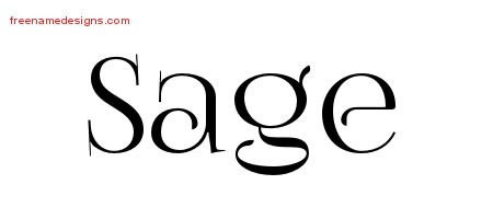 Sage Vintage Name Tattoo Designs