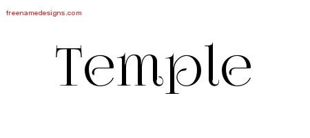 Temple Vintage Name Tattoo Designs